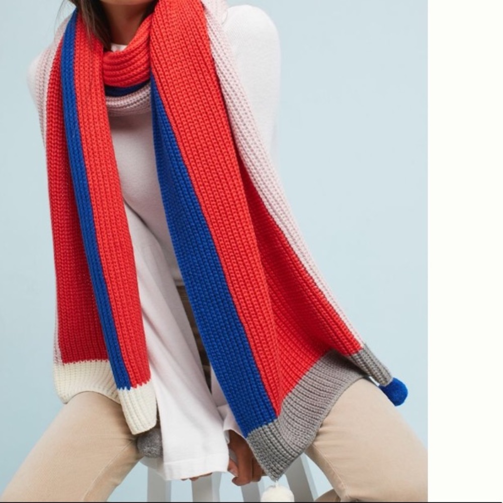 Anthropologie Poppy Color Block Scarf
